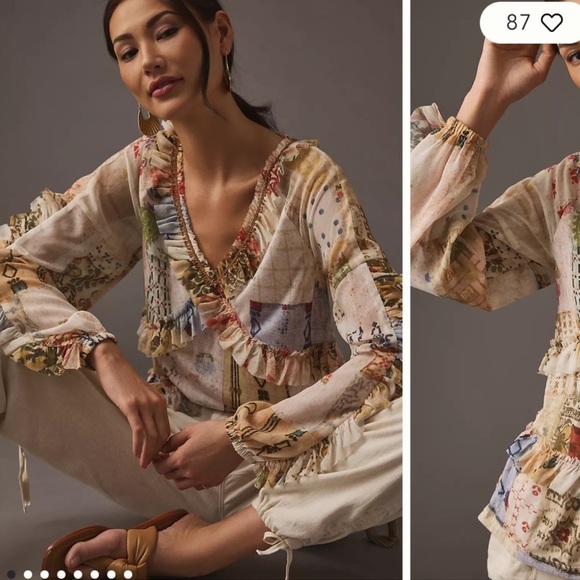 Anthropologie Tops - Anthropologie Tiny ruffled babydoll blouse